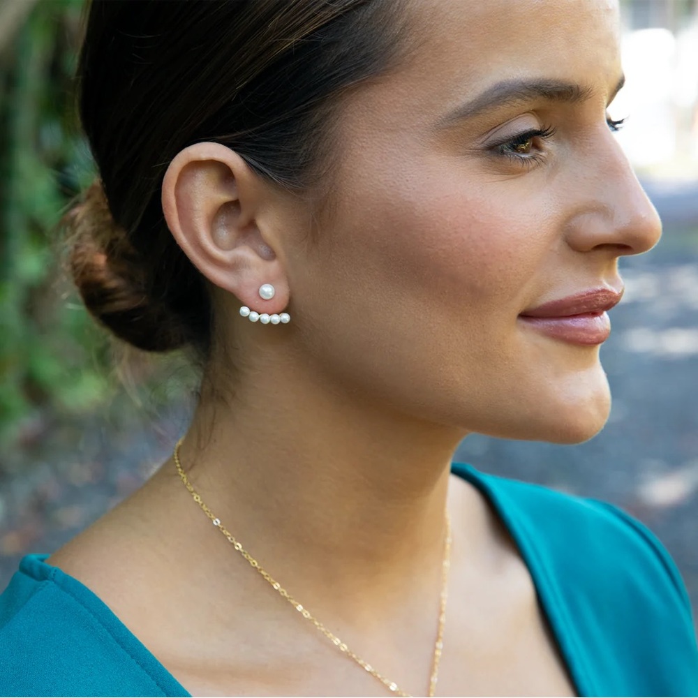 Misha Hawaii Gold Freshwater Pearl Jacket Earrings. Never been worn.